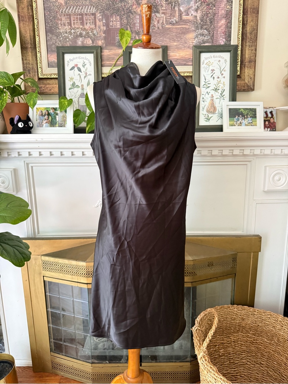 NWT Renee C. Black Satin Dress